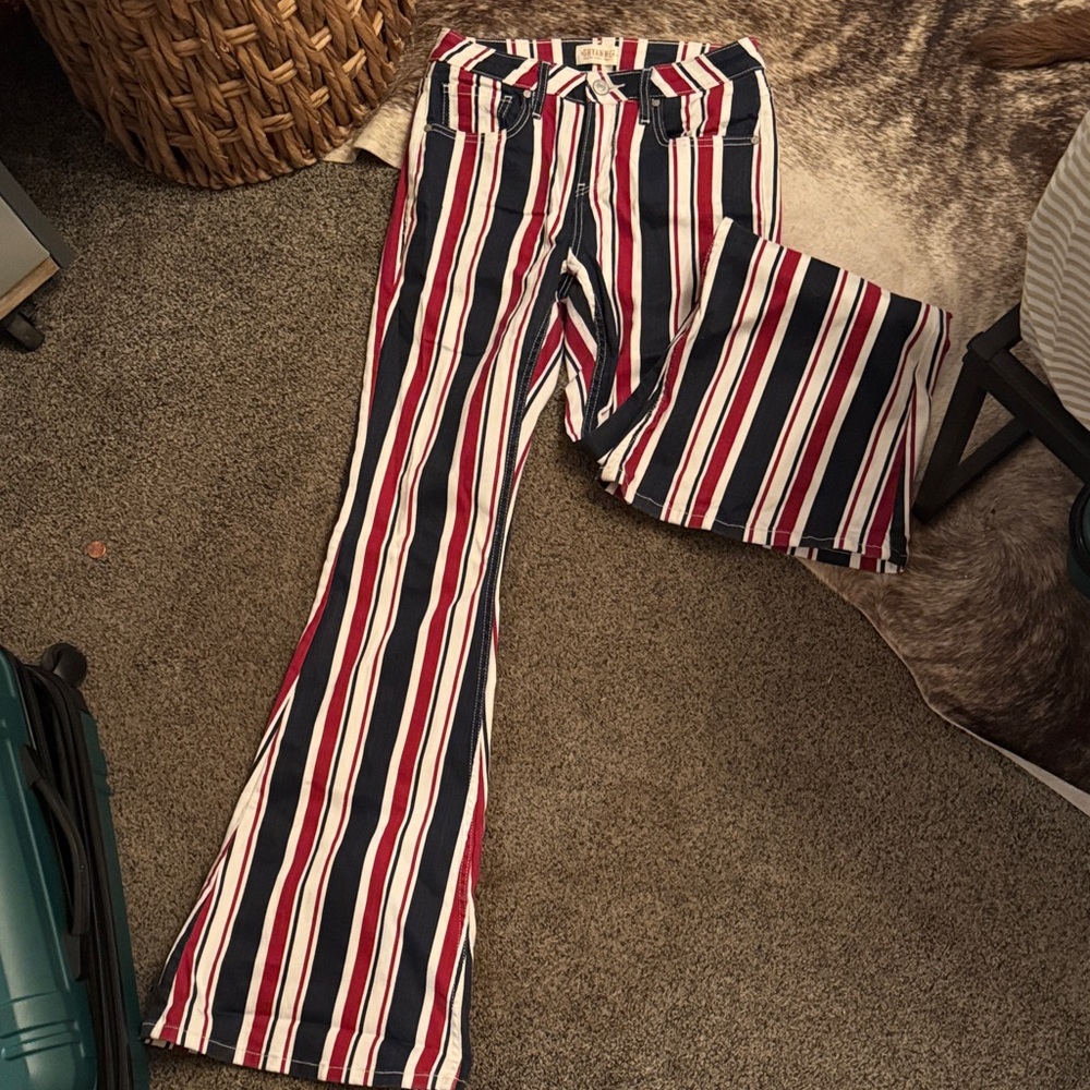 SHYANNE Striped Flare Pants in Red, White, and Blue